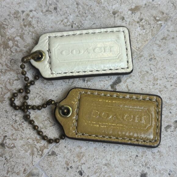 COACH Tan Ivory Leather Replacement Purse Handbag Hang Tag Set  2"x1" - Picture 1 of 2